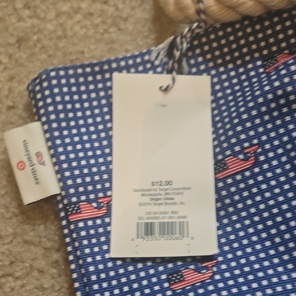 Vineyard Vines Navy and Coral Whale Tote - Picture 3 of 3